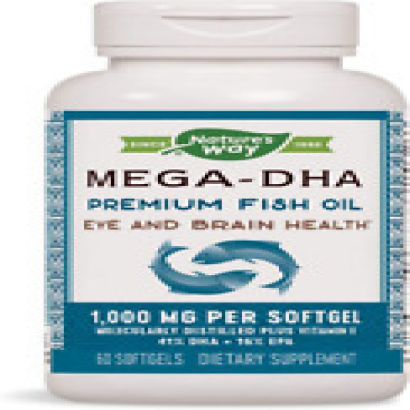 Nature’s Way Mega-DHA Premium Fish Oil, Eye and Brain Health*, Omega-3, 60...