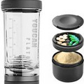 21oz Protein Shaker Bottle with Powder Storage Container-Shaker Cups