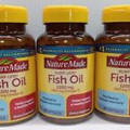 3 Nature Made Burpless Fish Oil 1200 mg SoftGels - 60 SoftGels Each. EXP: 07/25+