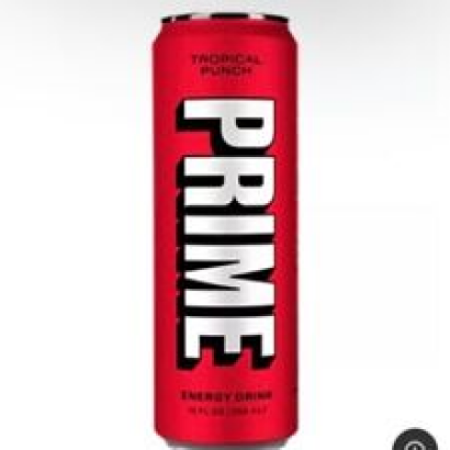 Prime Energy Drink Tropical Punch Red Color in a Can 12FL OZ Naturally Flavored