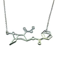Art Attack Cocaine Molecule Chain Necklace, Coke Snuff Spoon Blow Toot Dopamine DNA Chemistry Science Party Favor Charm Pendant (Silver)