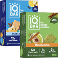 IQBAR Brain and Body Keto Protein Bars - Fruit Lovers Variety & Matcha Chai - 12 Count Energy Bars - Low Carb Protein Bars - High Fiber Vegan Bars Low Sugar Meal Replacement Bars