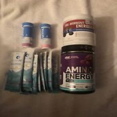 Amino Energy, Nuun, liquid IV AND red leaf pre-workout