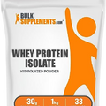 BulkSupplements.com Hydrolzyed Whey Protein Isolate Powder - Unflavored Whey Protein Powder, Plain Protein Powder - Gluten Free, 30g per Serving, 1kg (2.2 lbs) (Pack of 1)