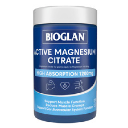 Bioglan Active Magnesium Citrate 200 Tablets High Absorption 1200mg for Muscles