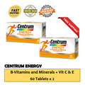 2X CENTRUM Energy B-Vitamins and Minerals + Vitamin C & E 60 Tablets XPRESS SHIP