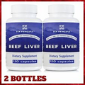 2 Bottles BEEF LIVER Desiccated Grass Fed Supplement 120ct Each By ZEN PRINCIPLE