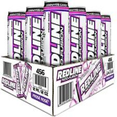 REDLINE NOO Fusion - Carbonated Pre-Workout Energy Drink | Frose Rose, (12) Cans
