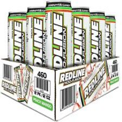 REDLINE NOO Fusion - Carbonated Pre-Workout Energy Drink | Peach Mango, 12 Cans