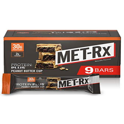 MET-Rx Protein Plus Bar, Great as Healthy Meal Replacement, Snack, and Help Support Energy, Gluten Free, Peanut Butter Cup, With Vitamin A, Vitamin C, and Zinc to Support Immune Health, 85 g,9 Count