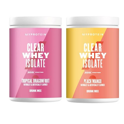 Myprotein® - Clear Whey Isolate Pack - Different Flavors - Tropical Dragonfruit (20 Servings) and Peach Mango (20 Servings)