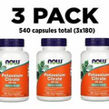 Now Foods, 3 PACK, Potassium Citrate, 99 mg, 180 Veg Capsules each (540 total!)