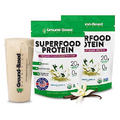 Superfood Protein, Plant-Based Protein Powder – Super Food + Essential Greens – 2 Packs Creamy Vanilla (28 Servings)