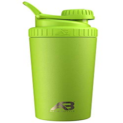 AeroBottle Cryo Shaker Cup, Insulated Stainless Steel Water Bottle and Protein Shaker, Mixes Protein and Pre Workout With Turbulent Mixing Technology, No Blending Ball or Wisk, 26oz, Eco Shock Green