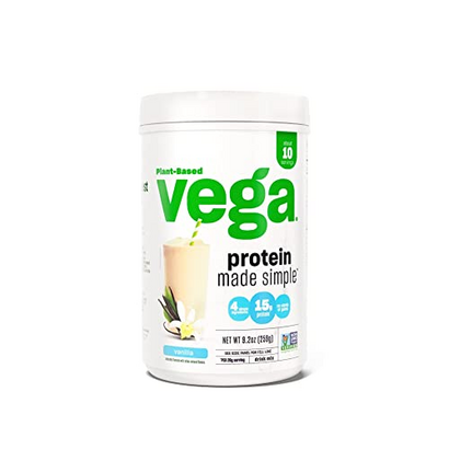Vega Protein Made Simple Vanilla (10 Servings) Stevia Free Vegan Protein Powder, Plant Based, Healthy, Gluten Free, Pea Protein for Women and Men, 9.2 Oz (Pack of 12)