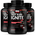 FORCE FACTOR Test X180 Ignite V2, 3-Pack, Testosterone Booster and Fat Burner for Men, Testosterone Supplement with Nitrates to Burn Fat, Build Muscle, Boost Energy and Performance, 360 Tablets