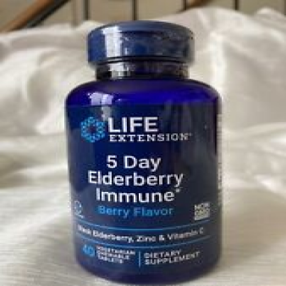 Life Extension 5 Day Elderberry Immune (Berry Flavor) 40 Vegetarian Chewable Tab