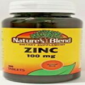 Natures Blend Zinc Gluconate 100 mg 100 Tablets -Expiration Date 12-2024-