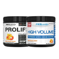 PEScience High Volume + Prolific Pre-Workout Stack, Powerful Nitric Oxide & Energy Supplement Bundle, Sour Peach Candy