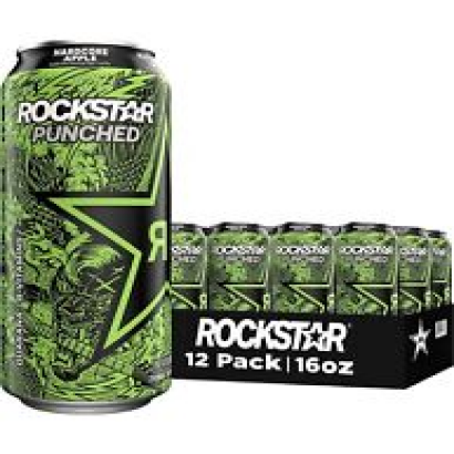Rockstar Energy Drink Punched Hardcore Apple, 16oz Cans (12 Pack)