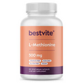 Bestvite L-Methionine 500mg (120 Vegetarian Capsules) - No Stearates - Vegan