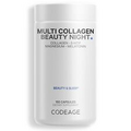 Codeage Multi Collagen Protein Beauty Night Capsules, Magnesium 5-HTP L-Theanine