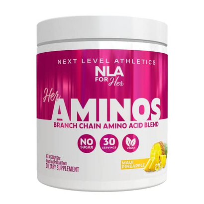 NLA for Her - Her Aminos - (Maui Pineapple - 30 Servings) - Comprehensive BCAA Amino Acid Blend - Supports Endurance, Helps Build Lean Muscle, Improve Hydration & Enhance Recovery, Vegan, GF, 10 Cals
