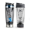 Promixx Pro Shaker Bottle, Rechargeable, Powerful for Smooth Protein Shakes | includes Supplement Storage - BPA Free iX-R Edition Silver/Blue & Graphite Grey