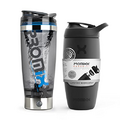 Promixx Pro Shaker Bottle | Rechargeable, Powerful for Smooth Protein Shakes | includes Supplement Storage - BPA Free | Graphite Grey iX-R Edition & Insulated Stainless Black