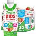 Orgain Organic Kids Nutritional Protein Shake, Strawberry, Healthy Kids Snacks, 8g Dairy Protein, 3g of Fiber, 22 Vitamins & Minerals, No Soy ingredients, Gluten Free, Non-GMO, 8.25 Fl Oz (Pack of 12)