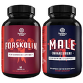 Bundle of Natural Pre Workout Forskolin Supplement and Male Enhancing Supplement with Testosterone for Men - Natural Energy Booster and Workout Supplement - Energizing Enlargement Pills for Male