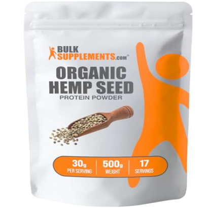 BulkSupplements.com Organic Hemp Seed Powder - Vegan Protein Powder - Unsweetened Protein Powder - Superfood Protein Powder (500 Grams - 1.1 lbs)