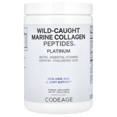 Codeage, Wild-Caught Marine Collagen Peptides Powder, Platinum, Unflavored, 11.5 oz (326 g)