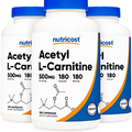 Nutricost Acetyl L-Carnitine 500mg, 180 Capsules - Non-GMO and Gluten Free (3 Bottles)