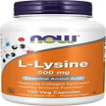 NOW Foods L-Lysine (L-Lysine Monohydrochloride) 500 mg, Amino Acid, 100 Veg Caps