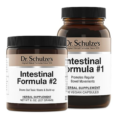 Dr. Schulze's Intestinal Formula #2 (8 Ounces) and Intestinal Formula #1 Capsules (90 Capsules) - Organic Herbal Supplements