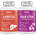 Bundle of LiverTox - Premium Liver Health Formula - Liver Cleanse, Detox & Repair and Hair Xtra - Advanced Hair Growth Vitamins