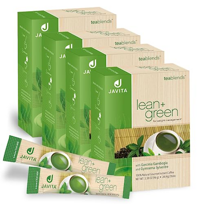 Javita Lean + Green, Premium, 100% Japanese Green Tea, Garcinia Cambogia (as Super Citrimax) & Gymnema Sylvestre, for Weight Management, Appetite Control 24 ct - 4 Boxes