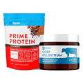 Equip Foods Chocolate Protein Powder & Colostrum - Grass-Fed Beef Isolate - Prime Protein Powder & Core Colostrum Powder Supplement - Chocolate & Unflavored- Gluten Free - Keto Friendly