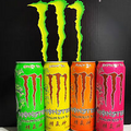 Monster Dragon Iced Tea, Set Of 4 Cans Pictured. Total 4 Full Cans *Have Dings**
