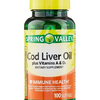 Spring Valley Cod Liver Oil Plus Vitamins A & D3 Dietary Supplement, 100 Count