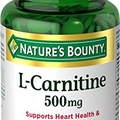 Nature's Bounty L-Carnitine, Supports Heart Health & Fat Metabolism, Amino Acid Supplement, 500 mg, 30 Tablets