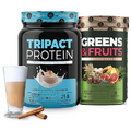 Nutrology Tripact Protein and Greens & Fruit Bundle - Premium Nutrition Shake - Non-GMO Grass Fed Whey Protein, Naturally Sourced Fruits, Vegetables, Greens - Vanilla