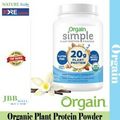 Orgain USDA Organic Simple Plant Protein Powder, Vanilla, 32.6 oz