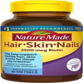 Nature Made Hair Skin and Nails Biotin 2500 mcg Dietary Supplement, 60 Softgels