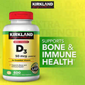 Kirkland Signature Extra Strength D3 2000IU, 600 Softgels Support Immune Health