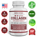 Collagen Peptides Pills 1200mg Hydrolyzed Collagen Capsules (Types I,II,III,V,X)