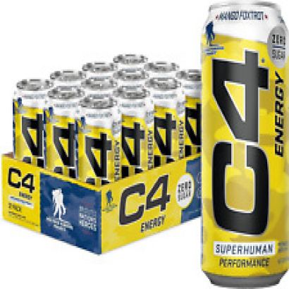 C4 Energy Carbonated Zero Sugar Drink, Pre Workout Drink + Beta...