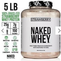 Naked Nutrition STRAWBERRY WHEY PROTEIN POWDER - 5LB - GRASS FED - Non GMO
