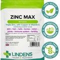 Lindens Triple Strength Zinc Citrate Max 3-PACK 270 Tablets w/ Vitamin C, Copper